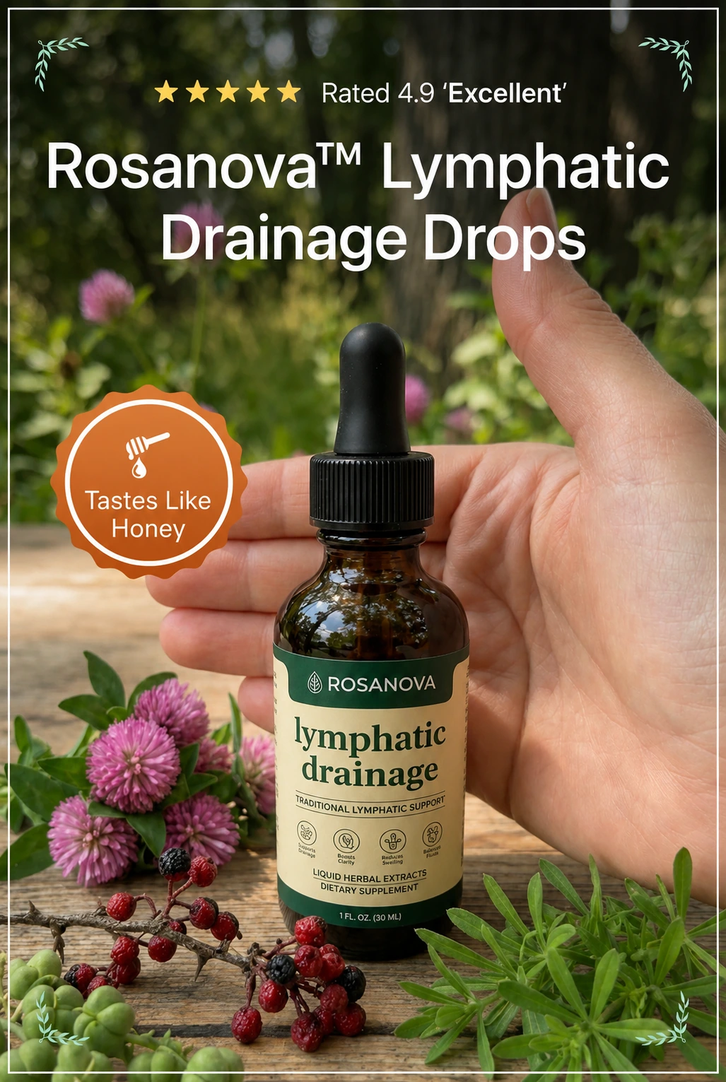 Rosanova Lymphatic Drainage Drops bottle