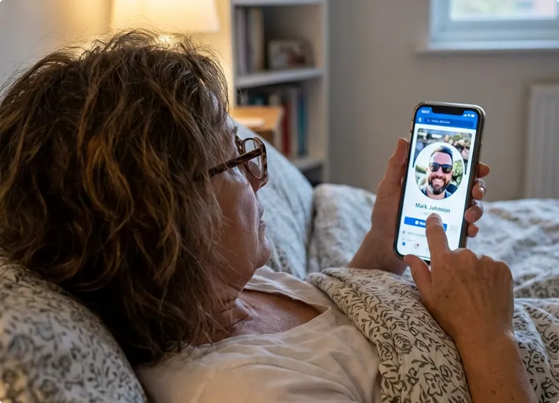 Person lying on a bed using a smartphone
